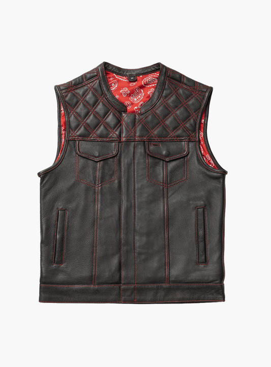 WCL Leather Club Vest w/t Red Lace