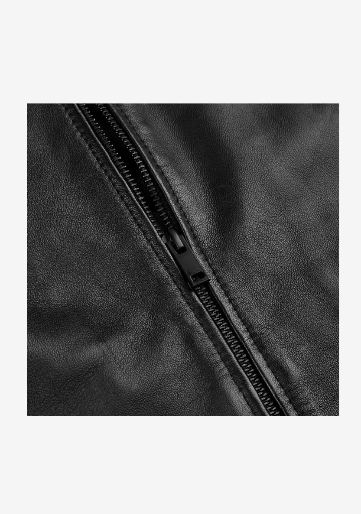 Straight Fashion Leather Jacket with Arm Design