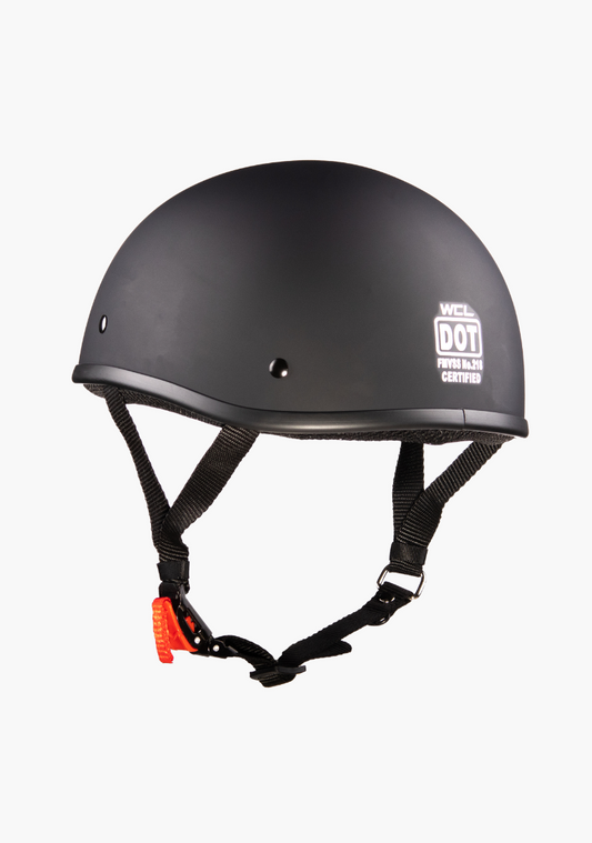 WCL Lightest and Smallest DOT Beanie Motorcycle Half Helmet - Matte Black