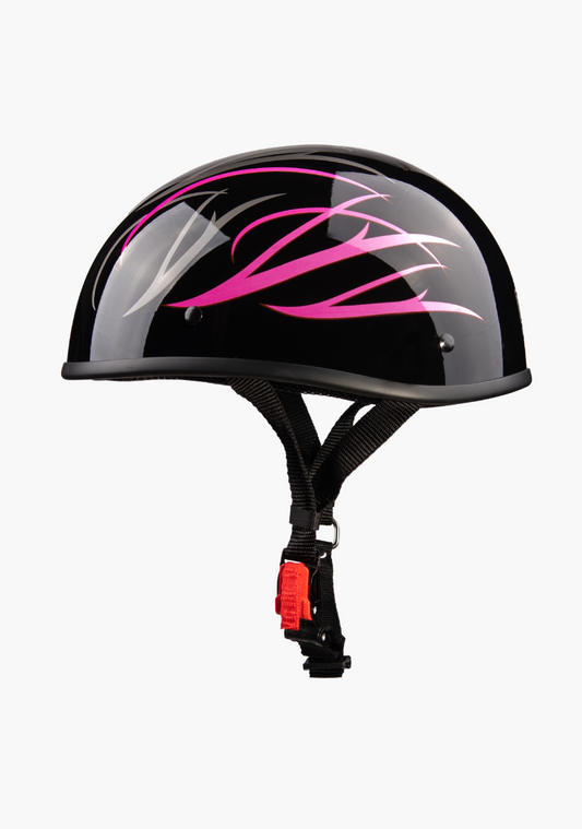WCL Lightest and Smallest AS/NZ Beanie Motorcycle Half Helmet - Pink Stripes