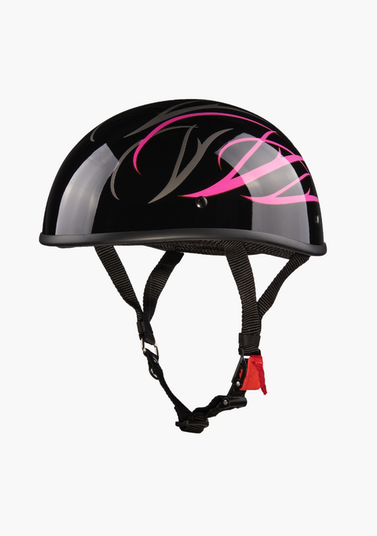 WCL Lightest and Smallest AS/NZ Beanie Motorcycle Half Helmet - Pink Stripes