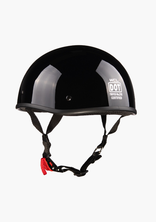 WCL Lightest and Smallest DOT Beanie Motorcycle Half Helmet - Gloss Black