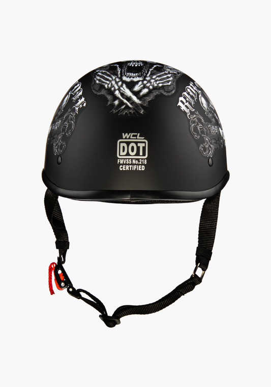 WCL Lightest and Smallest Twister Style Polo Motorcycle Half Helmet - Ride Or Die