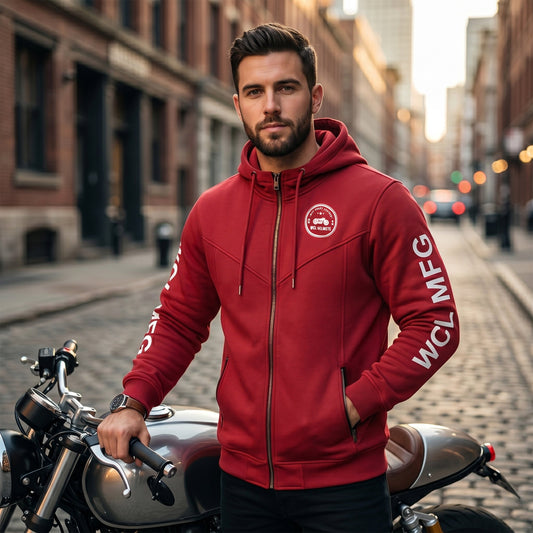 WCL Zippered Armoured Kevlar Lined Motorcycle Riding Hoodie w/t CE Level 1 Armor - White WCL Helmet