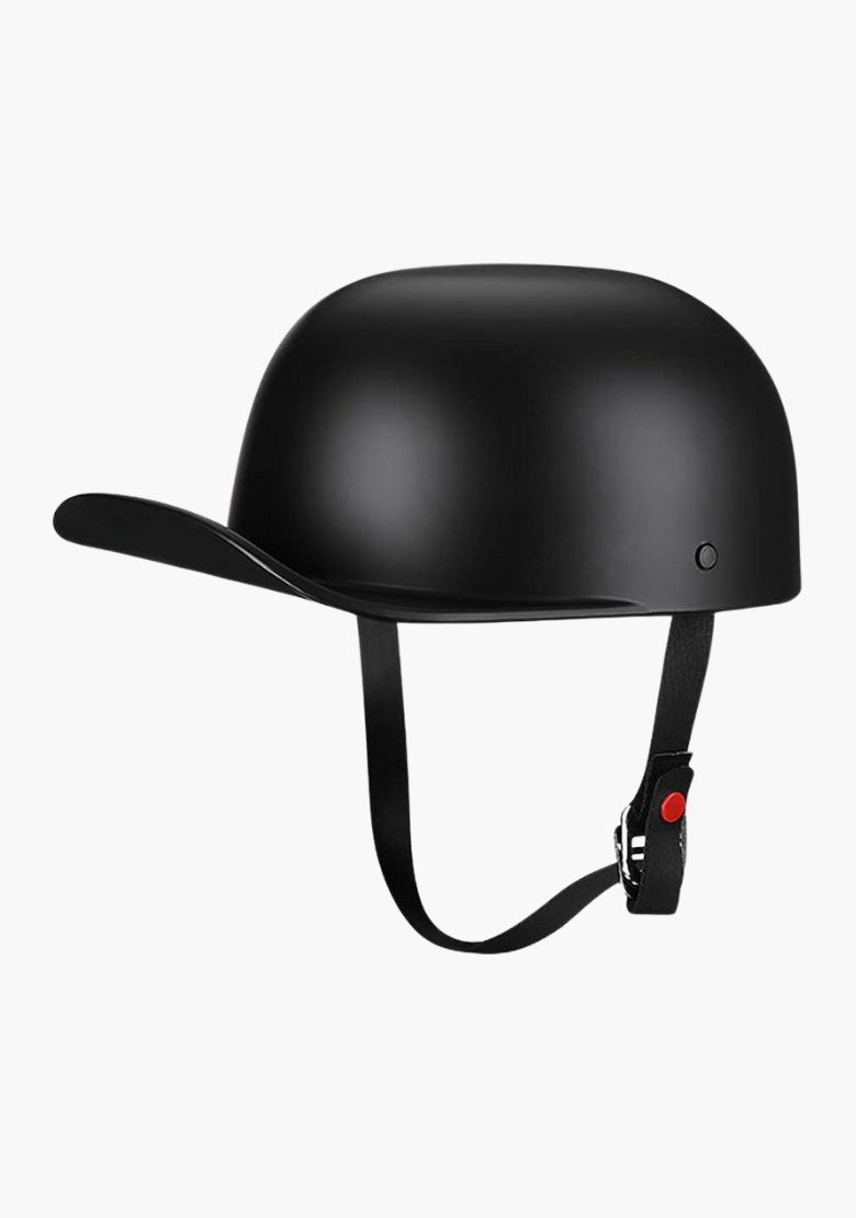 Matte Black Open Face Helmet | Retro Baseball Cap Half Helmet