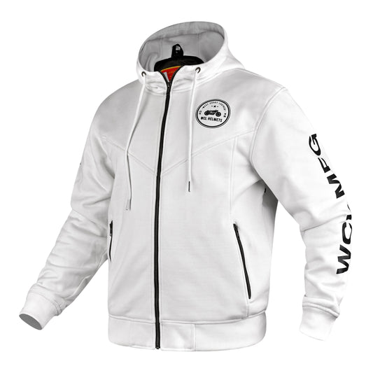 WCL Zippered Armoured Kevlar Lined Motorcycle Riding Hoodie w/t CE Level 1 Armor - Charcoal WCL Helmet