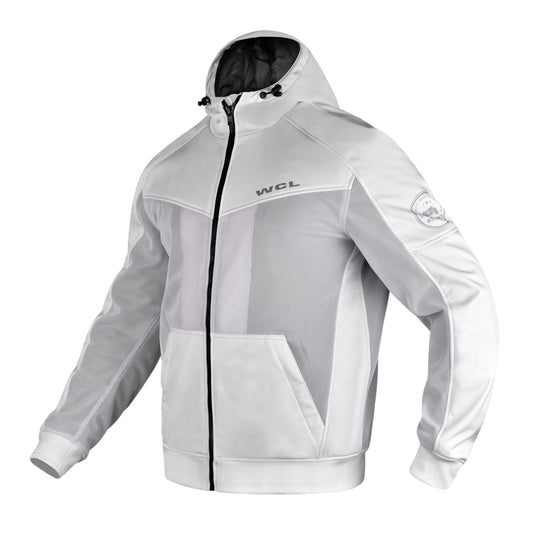Softshell Cordura Armored Motorcycle Mesh Hoodie w/t CE Level 1 armor - Green WCL Helmet