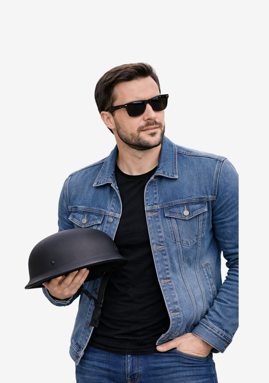 WCL Lightest and Smallest DOT German Motorcycle Half Helmet - Matte Black