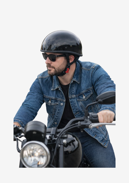 WCL Lightest and Smallest DOT Beanie Motorcycle Half Helmet - Gloss Black