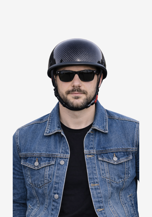 WCL Lightest and Smallest DOT Beanie Motorcycle Half Helmet - Carbon Fibre