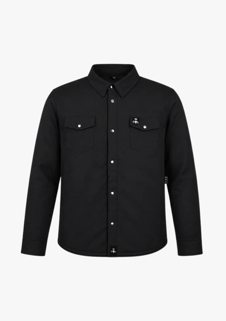 WCL Kevlar Lined Performance Motorcycle Riding Long sleeve Flannel Shirt W/T CE Level 1 armor - Black