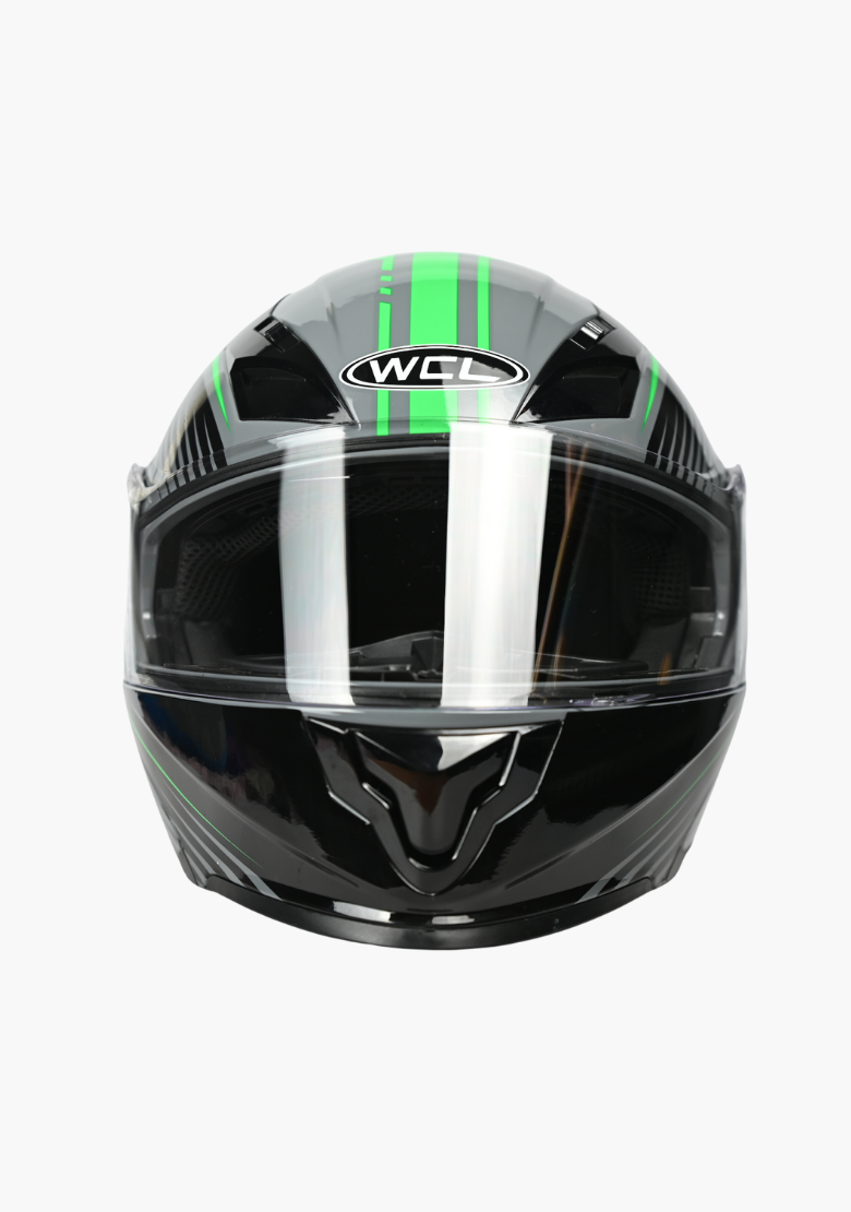 Flip Up Full Face Modular Motorcycle Helmet with Double Lens Visor – Green Black