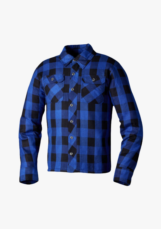 WCL Kevlar Lined Performance Motorcycle Riding Long Sleeve Flannel Shirt W/T CE Level 1 armor - Blue