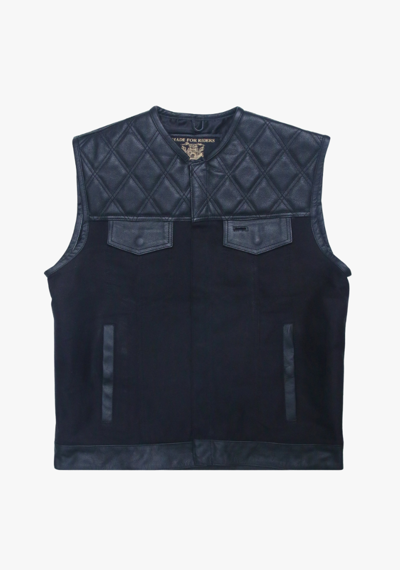 WCL Hybrid Canvas Leather Club Vest w/t Black Quilted Leather