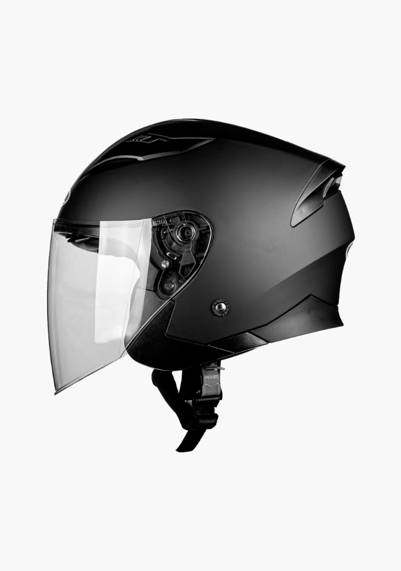 WCL 3/4 W/ Dual Flip Down Faceshields Motorcycle Helmet & Scooter Helmet Matt Black