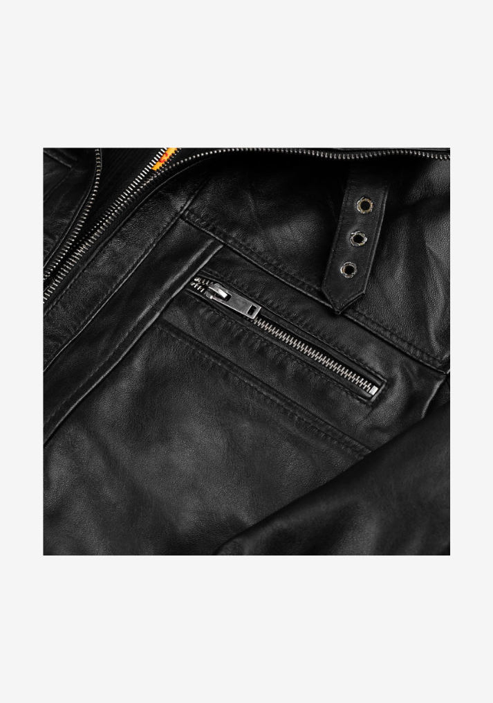Straight Fashion Leather Jacket with Removable Liner