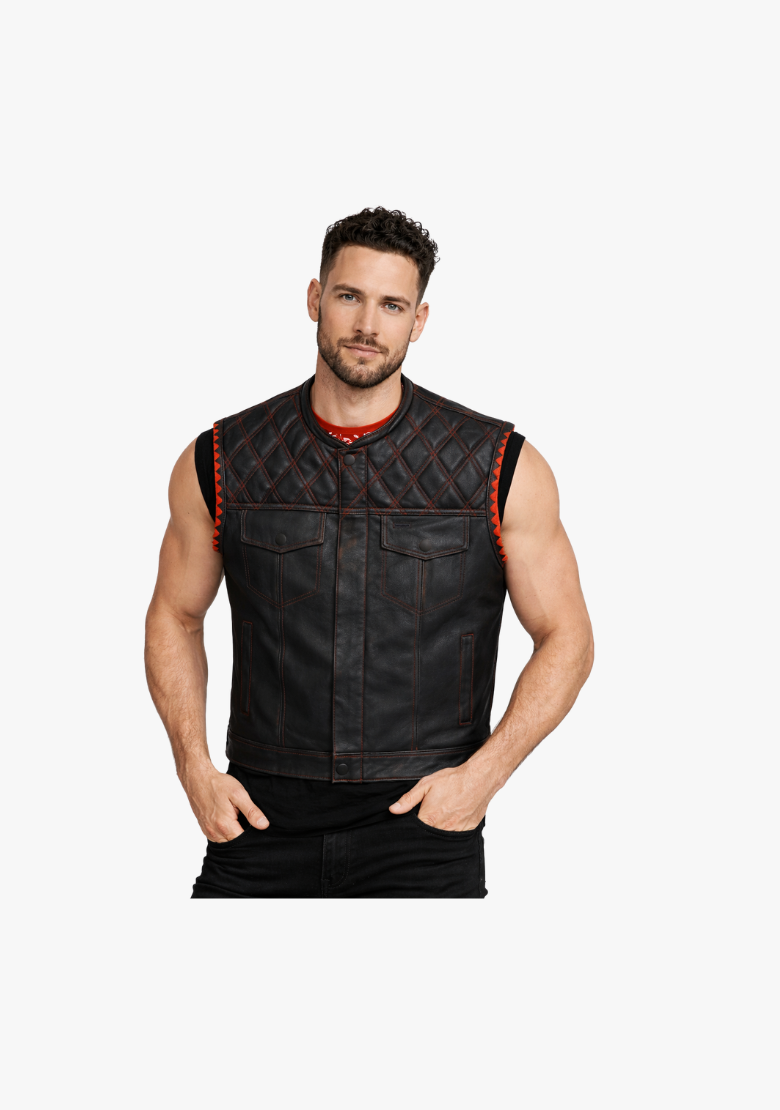 WCL Leather Club Vest w/t Red Lace