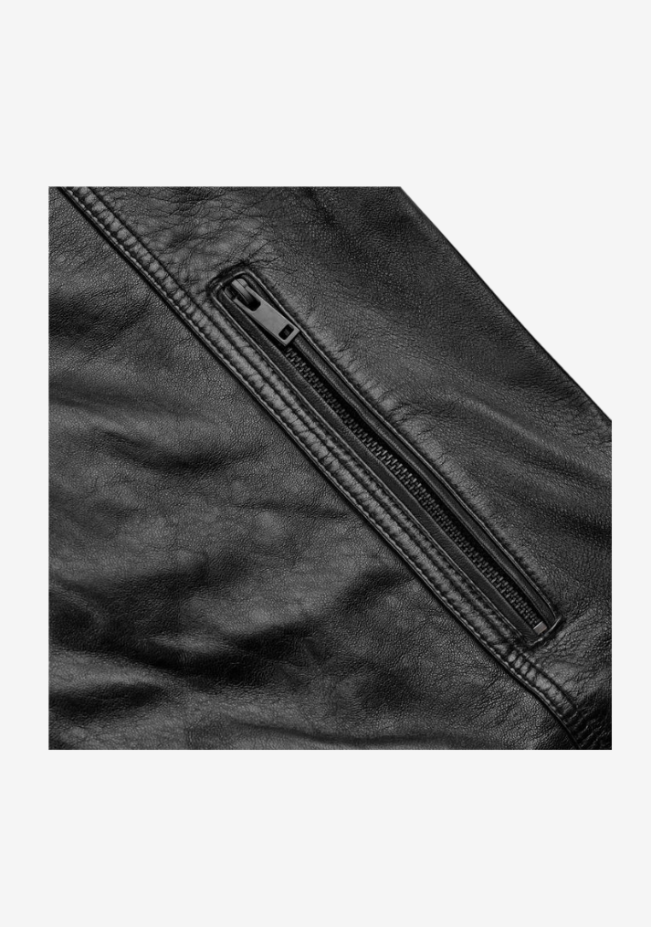 Straight Fashion Leather Jacket with Removable Hood