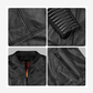 Straight Fashion Leather Jacket with Arm Design