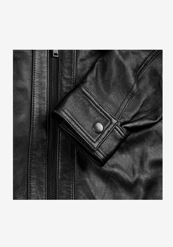 Straight Fashion Leather Jacket with Removable Hood