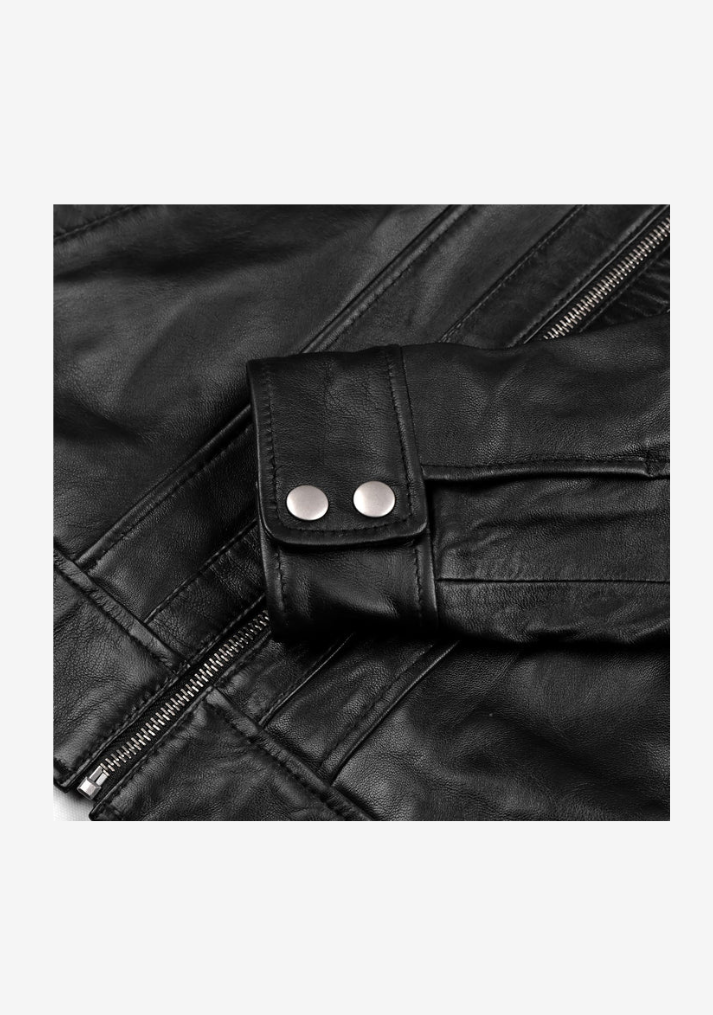 Straight Fashion Leather Jacket with Removable Liner