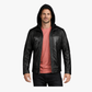 Straight Fashion Leather Jacket with Removable Hood