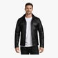 Straight Fashion Leather Jacket with Removable Liner