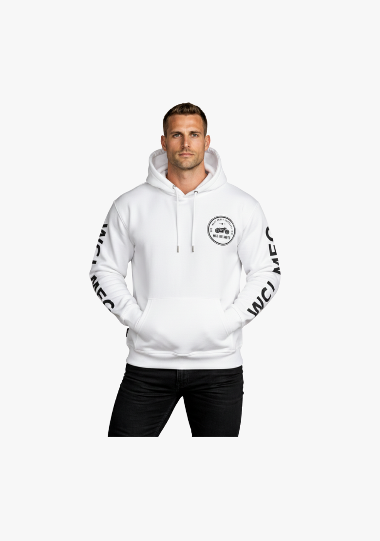 WCL Armoured Kevlar Lined Motorcycle Riding Hoodie w/t CE Level 1 Armor - White