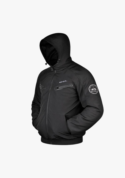 Softshell Cordura Armored Motorcycle Waterproof Hoodie w/t CE Level 1 armor - Black