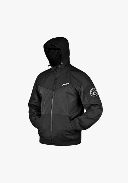 Softshell Cordura Armored Motorcycle Mesh Hoodie w/t CE Level 1 armor - Black