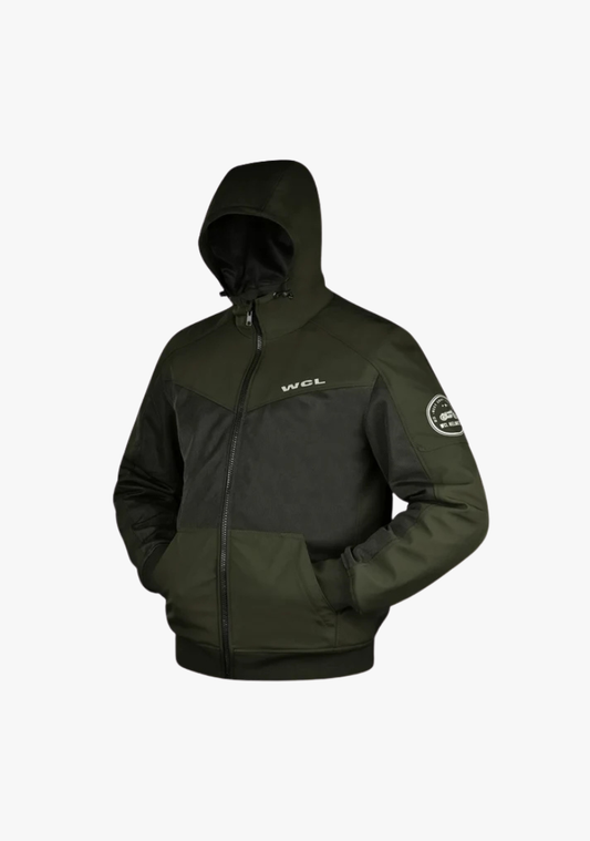 Softshell Cordura Armored Motorcycle Mesh Hoodie w/t CE Level 1 armor - Green