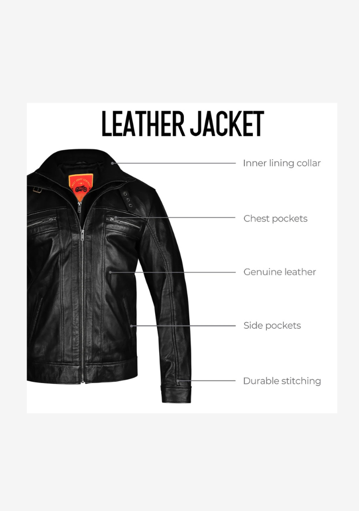 Straight Fashion Leather Jacket with Removable Liner