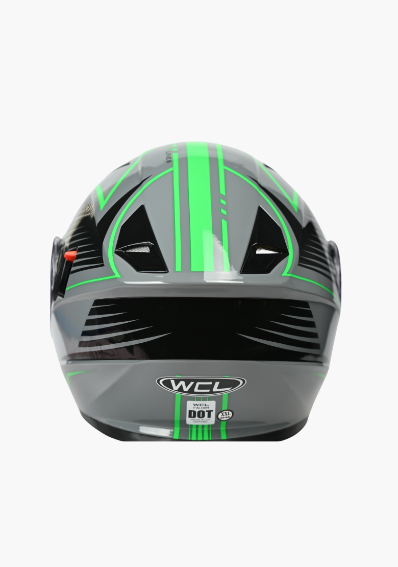 WCL Modular Full Face Motorcycle Helmet with Double Lens Visor - Green Black