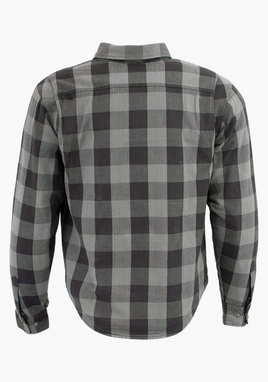 WCL Kevlar Lined Performance Motorcycle Riding Long sleeve Flannel Shirt W/T CE Level 1 armor - Gray