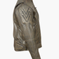 Distressed Brown Padded and Vented Leather Scooter Jacket