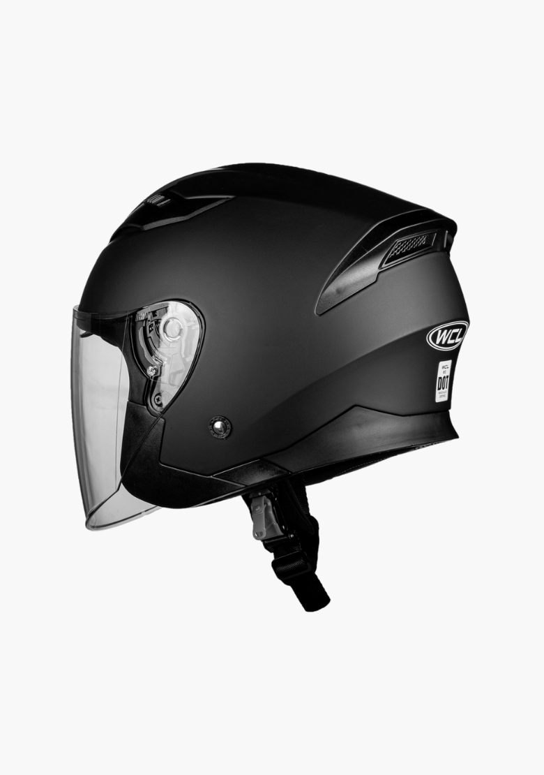 WCL 3/4 W/ Dual Flip Down Faceshields Motorcycle Helmet & Scooter Helmet Matt Black