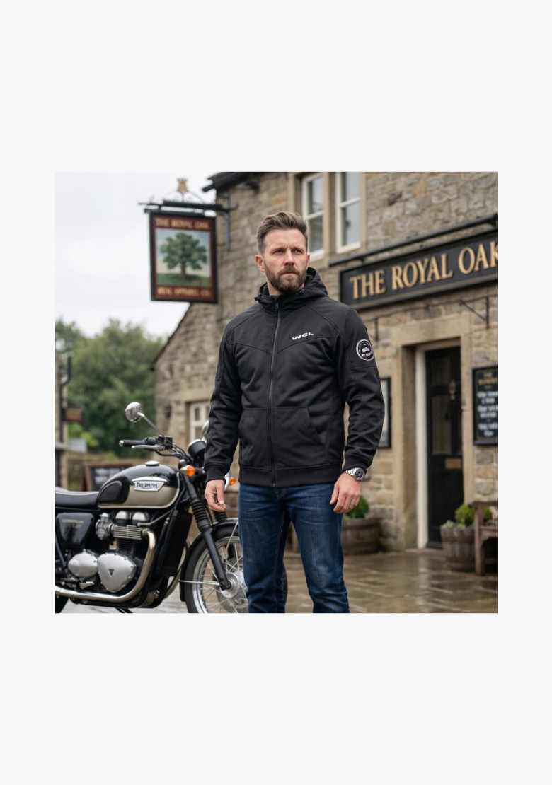 Softshell Cordura Armored Motorcycle Mesh Hoodie w/t CE Level 1 armor - Black