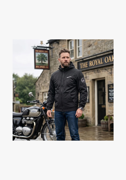 Softshell Cordura Armored Motorcycle Mesh Hoodie w/t CE Level 1 armor - Black