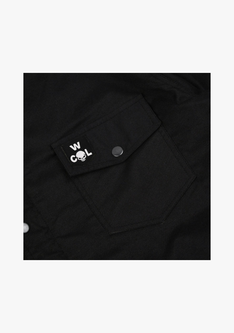 WCL Kevlar Lined Performance Motorcycle Riding Long sleeve Flannel Shirt W/T CE Level 1 armor - Black