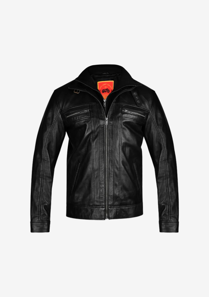 Straight Fashion Leather Jacket with Removable Liner