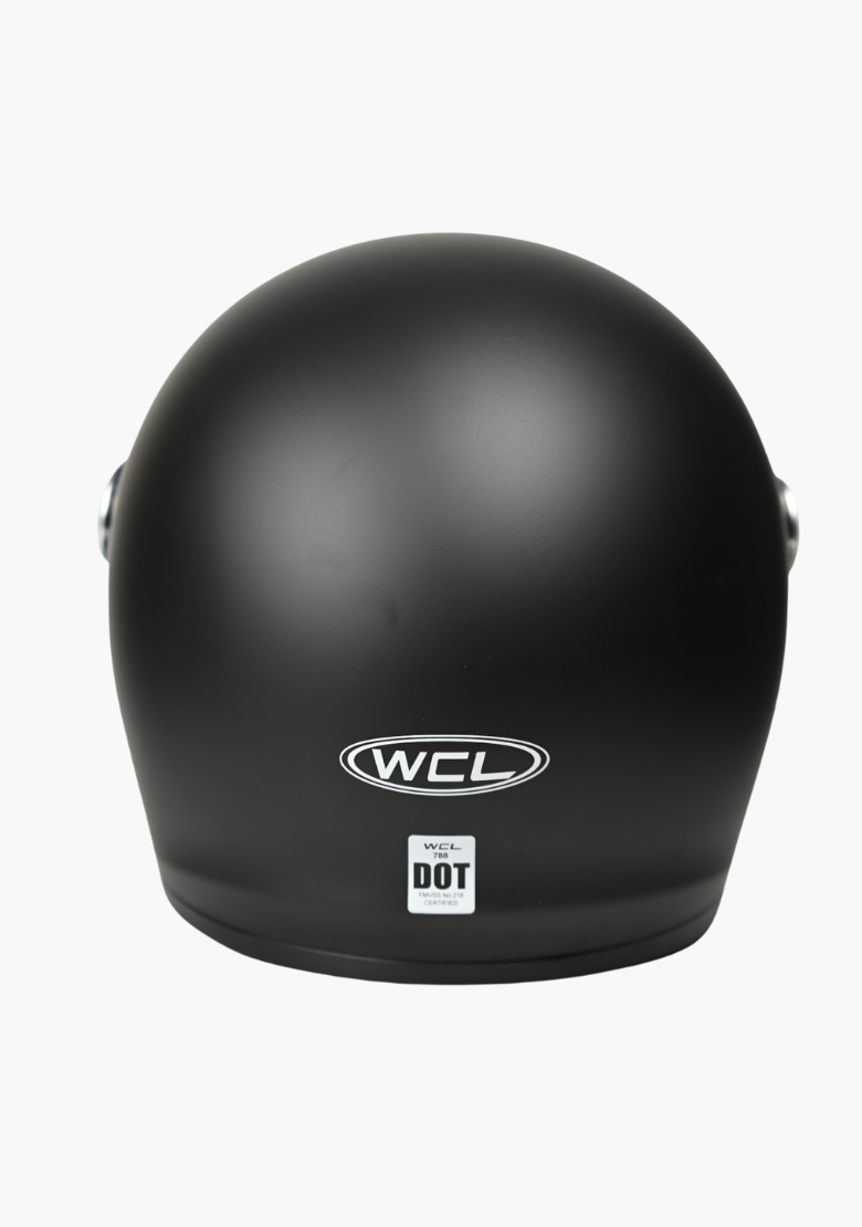 WCL 788 Full Face Motorcycle Helmet -  Quick Release Buckle, DOT Approved - Mattblack