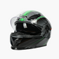 WCL Modular Full Face Motorcycle Helmet with Double Lens Visor - Green Black