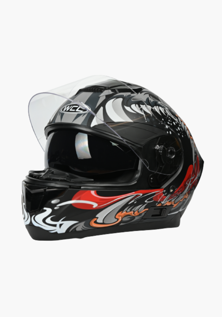 WCL Raider Full Face Motorcycle Helmet - Drop Down Tinted Visor, Quick Release Buckle, DOT Approved WCL Raider Full Face Motorcycle Helmet - Drop Down Tinted Visor, Quick Release Buckle, DOT Approved