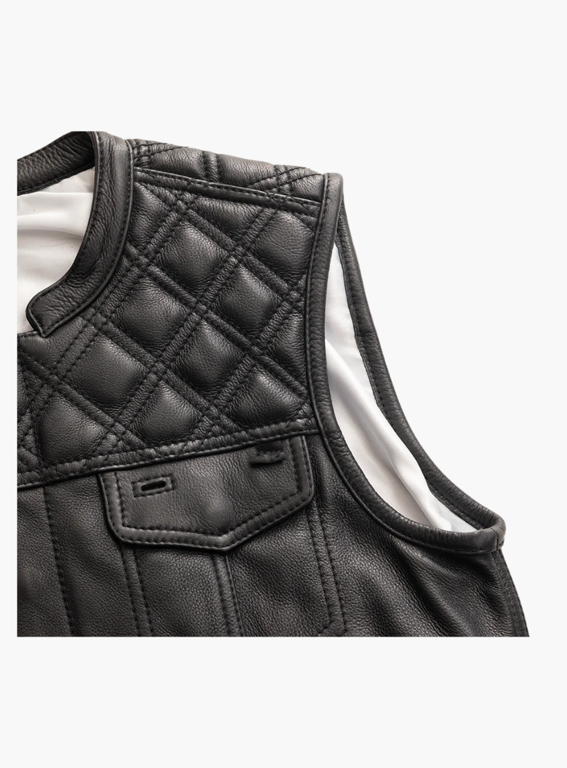 WCL Leather Club Vest w/t Black Hexagon Stitching