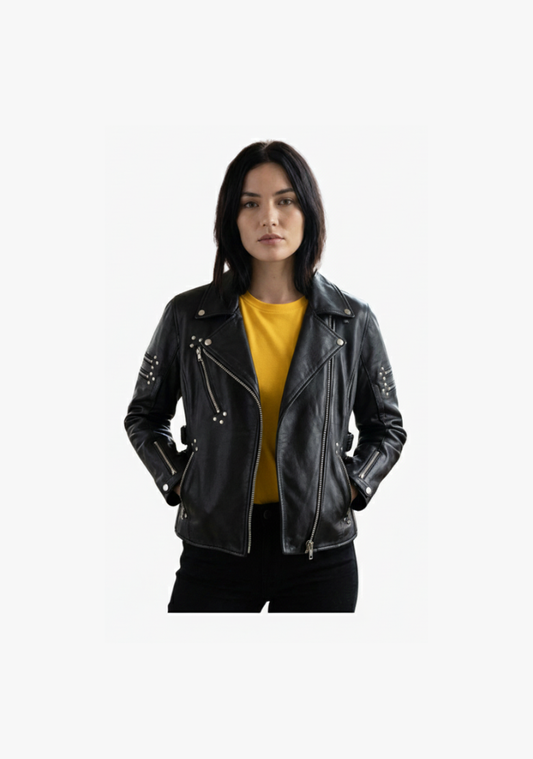 WCL LADIES PREMIUM Zipper Classic LEATHER JACKET WITH SIDE ADJUSTMENTS