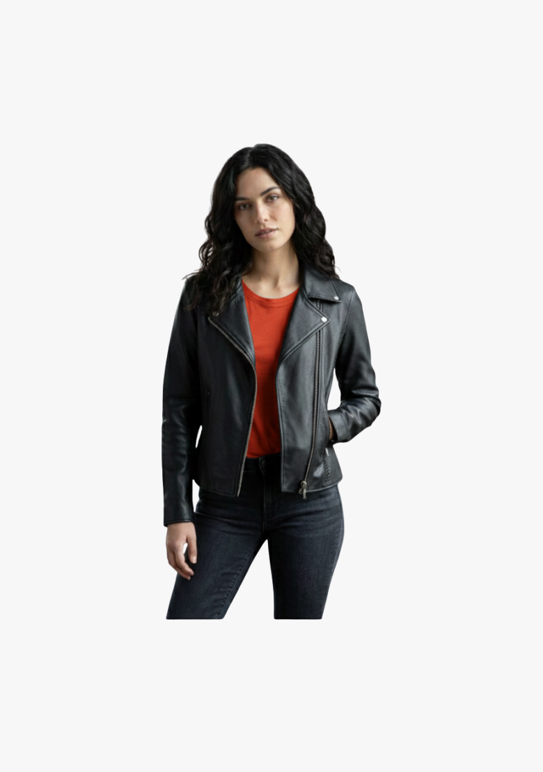 WCL LADIES PREMIUM COWHIDE BRAID AND STUD MOTORCYCLE LEATHER JACKET