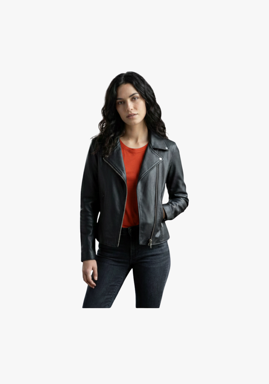 WCL LADIES PREMIUM COWHIDE BRAID AND STUD MOTORCYCLE LEATHER JACKET