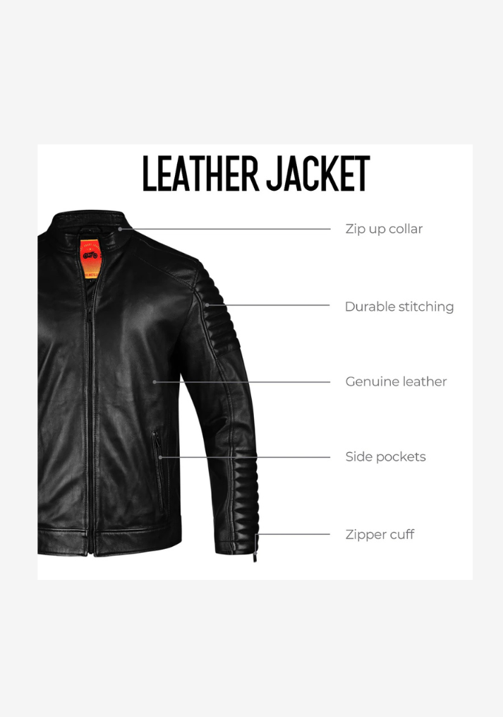 Straight Fashion Leather Jacket with Arm Design
