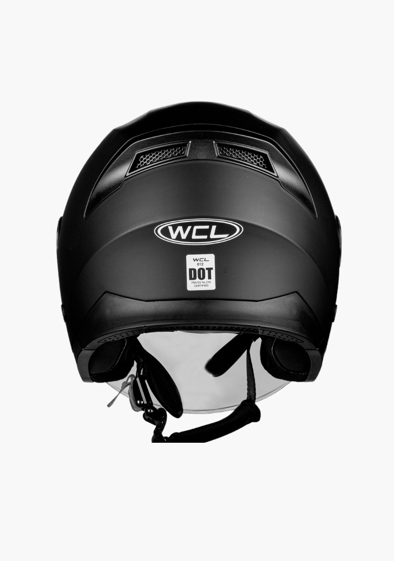 WCL 3/4 W/ Dual Flip Down Faceshields Motorcycle Helmet & Scooter Helmet Matt Black