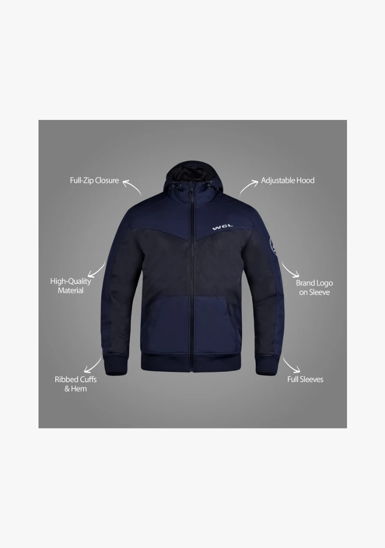 Softshell Cordura Armored Motorcycle Mesh Hoodie w/t CE Level 1 armor - Blue